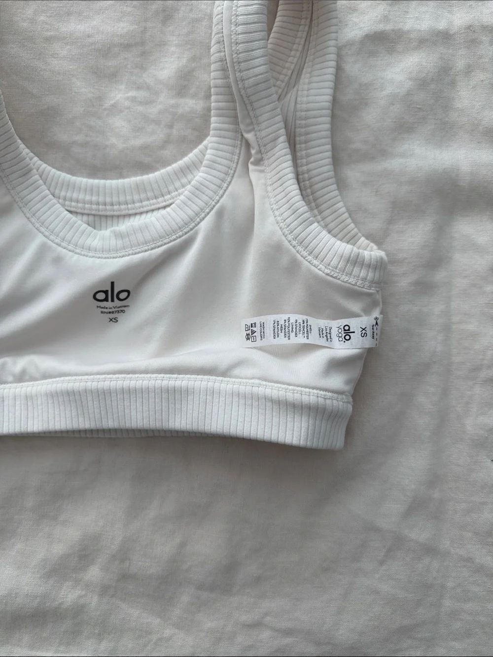 ALO Yoga White Ribbed Crop Bralette
